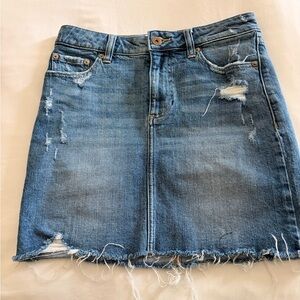 pistola Blue Distressed Denim Mini Skirt